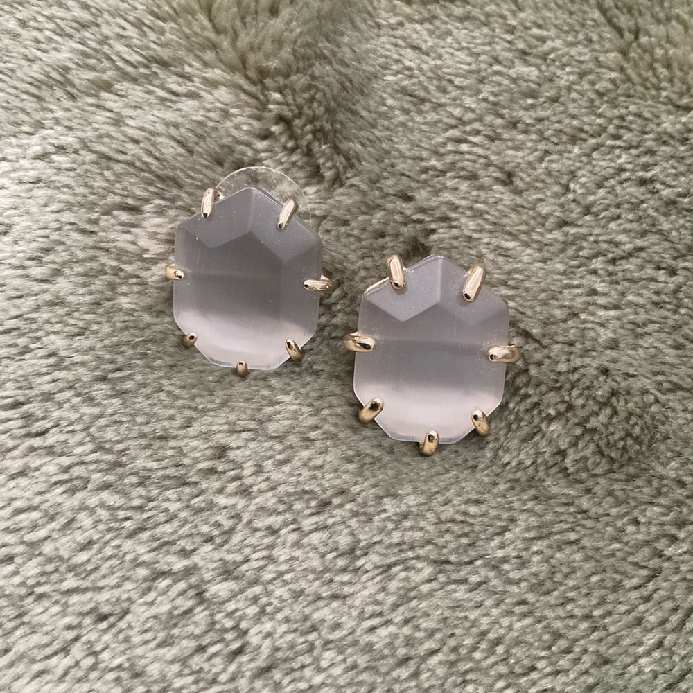 Kendra Scott Morgan Earrings Grey Slate Stones set in Gold